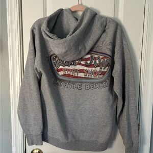 Grey Ron Jon surf shop hoodie.
